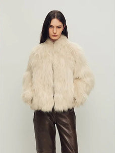 Grace Champs-Élysées Beige fox fur coat, three-quarter model view