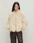 Grace Champs-Élysées Beige fox fur coat, three-quarter model view