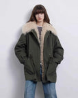Firelady Fur Green Mile Miracle army green goose down parka with Toscana shearling collar