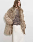 Firelady Fur Green Mile Miracle beige Toscana shearling parka side view