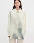 "Green Time" lapel side slit two - wear cotton printed shirt - variant_title