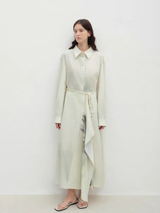 "Green Time" lapel side slit two - wear cotton printed shirt - variant_title