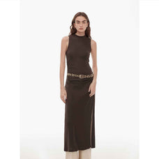 "Half Summer Ball" Fine Wool Blend Sleeveless Slit Long Knit Dress - variant_title