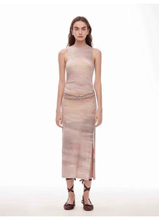 "Half Summer Ball" Fine Wool Blend Sleeveless Slit Long Knit Dress - variant_title