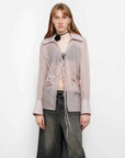 "Hazy Moonlight" light purple silk chiffon shirt layered front