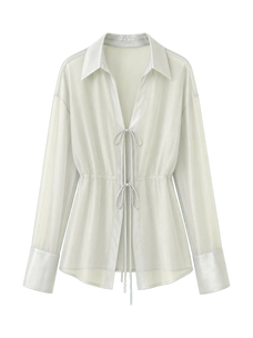 "Hazy Moonlight" light purple sheer silk chiffon shirt product image