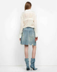 "Hazy Moonlight" off-white silk chiffon shirt back view