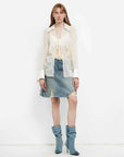 "Hazy Moonlight" off-white silk chiffon shirt full front