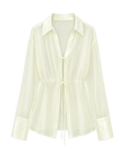 "Hazy Moonlight" off-white sheer silk chiffon shirt product image
