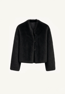 Healing Eros black Toscana shearling stand-collar coat product cutout