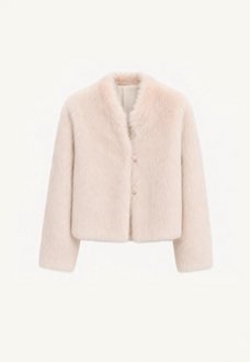 Healing Eros dirty pink Toscana shearling stand-collar coat product cutout