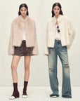 Healing Eros dirty pink and white Toscana shearling coat color comparison