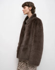 Heartbeat Mark dark brown Toscana shearling coat, side view