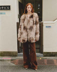Heartbeat private collection Casual casual sense of chicken heart collar two - color printing craft disc buckle fox fur coat - variant_title