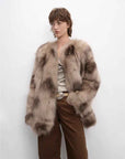 Heartbeat private collection Casual casual sense of chicken heart collar two - color printing craft disc buckle fox fur coat - variant_title