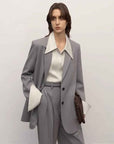 Heavy fine twill worsted wool, asymmetrical collar design, basic classic two - button suit - variant_title