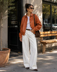 Heavy Wash Waxed Sheepskin Jacket Genuine Leather Outerwear "Sydney Reincarnation"Firelady Fur
