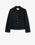 Heavy wool blend tweed stand collar waist cropped coat - variant_title
