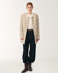 Heavy wool tweed high - end exquisite round neck patch pocket slim Chanel jacket for women - variant_title