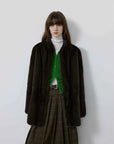 Hera Moonlight Dark Gray Green mink coat on model, front view