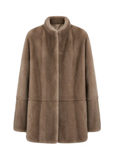 Hera Moonlight Light Brown mink mid-length coat, transparent product view