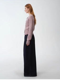 "Hokkaido Weaving Love" wool blend crew neck cardigan top - variant_title