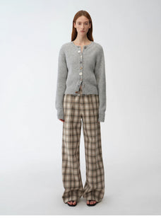 "Hokkaido Weaving Love" wool blend crew neck cardigan top - variant_title