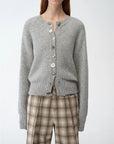 "Hokkaido Weaving Love" wool blend crew neck cardigan top - variant_title