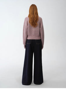 "Hokkaido Weaving Love" wool blend crew neck cardigan top - variant_title