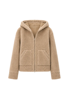 hooded merino sheepskin jacket product image 03