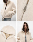 hooded merino sheepskin jacket product image 10