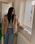 hooded merino sheepskin jacket product image 13