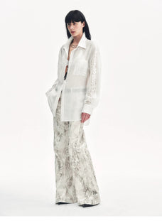 "Ideal Spring Day" Jacquard Hollow Drop Shoulder Shirt Summer - variant_title