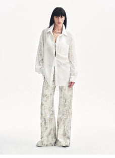 "Ideal Spring Day" Jacquard Hollow Drop Shoulder Shirt Summer - variant_title
