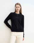 “Imbell"Imported Yangtze 30NM Contrast Stitch Wool Knit Skin - Friendly Short Top - variant_title