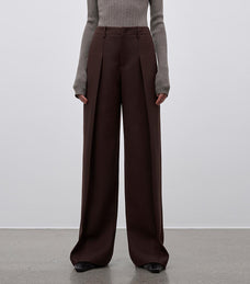 Imported wool pleated high - waisted straight - leg all - match slimming suit trousers for women - variant_title