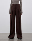 Imported wool pleated high - waisted straight - leg all - match slimming suit trousers for women - variant_title