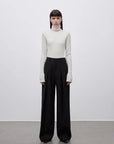 Imported wool pleated high - waisted straight - leg all - match slimming suit trousers for women - variant_title