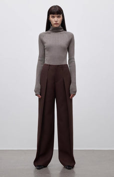 Imported wool pleated high - waisted straight - leg all - match slimming suit trousers for women - variant_title