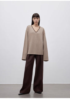 Imported wool pleated high - waisted straight - leg all - match slimming suit trousers for women - variant_title