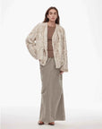 Inspiration Glimpse white apricot Rex rabbit fur coat full-length front view