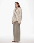 Inspiration Glimpse white apricot rabbit fur coat side model view