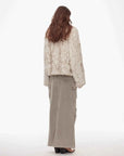 Inspiration Glimpse white apricot rabbit fur coat back model view