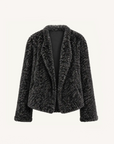 Inspiration Glimpse black and white Rex rabbit fur coat front product view