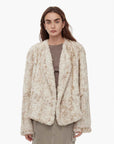 "Inspiration Glimpse" lapel double - breasted loose woven Rex rabbit fur coat for women in winter - variant_title