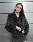 "Inspiration Glimpse" lapel double - breasted loose woven Rex rabbit fur coat for women in winter - variant_title