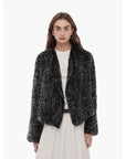 "Inspiration Glimpse" lapel double - breasted loose woven Rex rabbit fur coat for women in winter - variant_title
