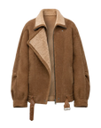 Jazz Party brown Spanish Merino motorcycle shearling jacket product cutout