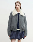 Fireladyfur Johnny dark gray parka with Tuscan fur collar front model view