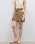 "Jungle Fantasy" Flower Bud Drawstring High Waist Shorts Women - variant_title